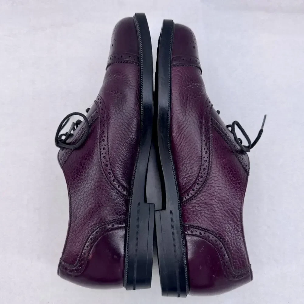EUC Clarks Stanford Brogue Oxford Leather Cap Toe Shoes Dark Burgundy Men’s sz 7